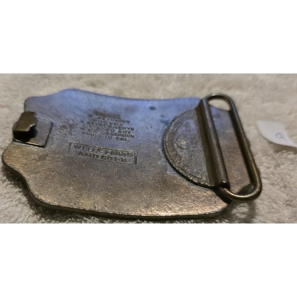 Vintage Wells Fargo & Co Folsom Brass Belt Buckle Old West Gambling Saloon 9